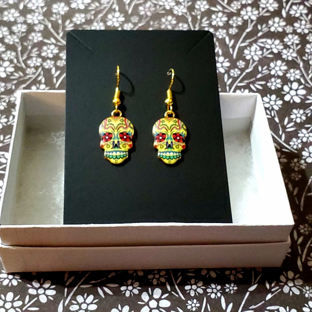 Sugar Skull Dia De Los Muertos Earrings Halloween